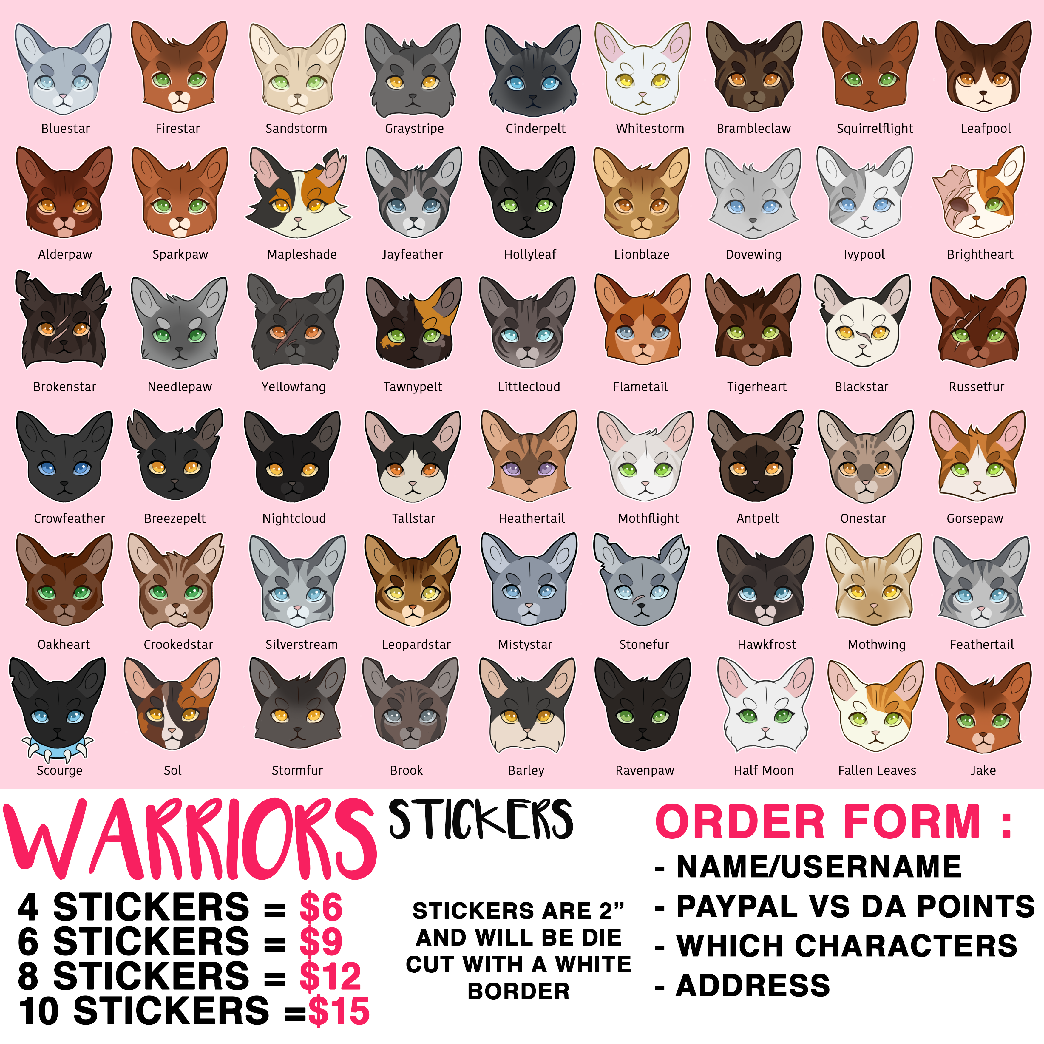 WARRIOR CAT STICKERS SOLD