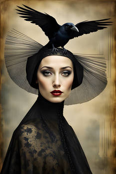 A crow protecting the beauty of its mistress