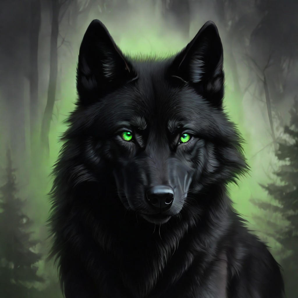 Lack Wolves Black Wolf With Green Eyes Anime