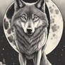 The Wolf  Into The Moon Pencil Style