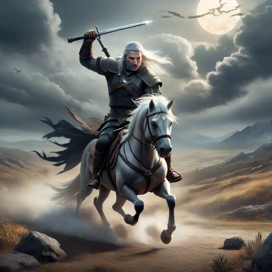 The Witcher Riding by drozilmitch on DeviantArt
