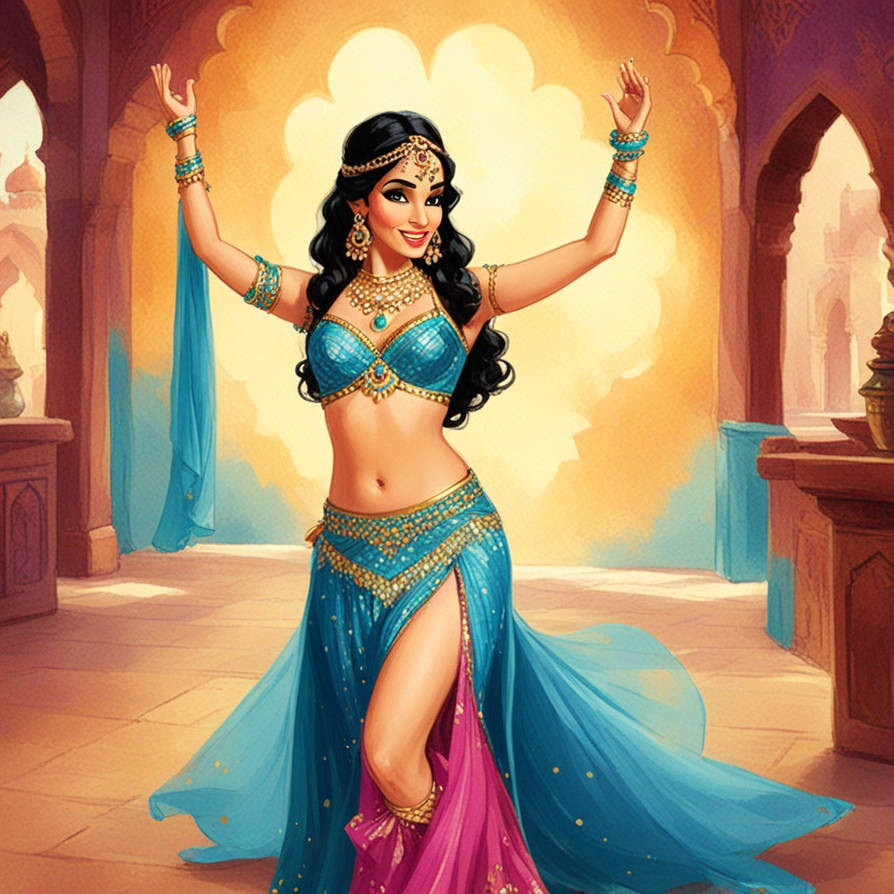 Dreamy Genie Princess Jasmine Belly Dancer Costume – Egyptian Queen Adult Fancy Dress