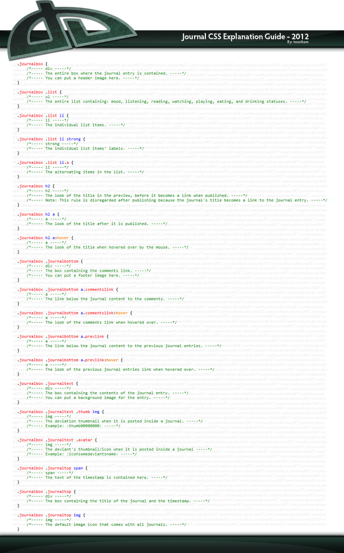 deviantART Journal CSS Explanation by toonham