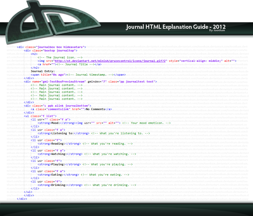 deviantART Journal HTML Explanation by toonham on DeviantArt