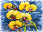 Bacon and Eggs Abstract Wildflower Painting by LorraineKelly