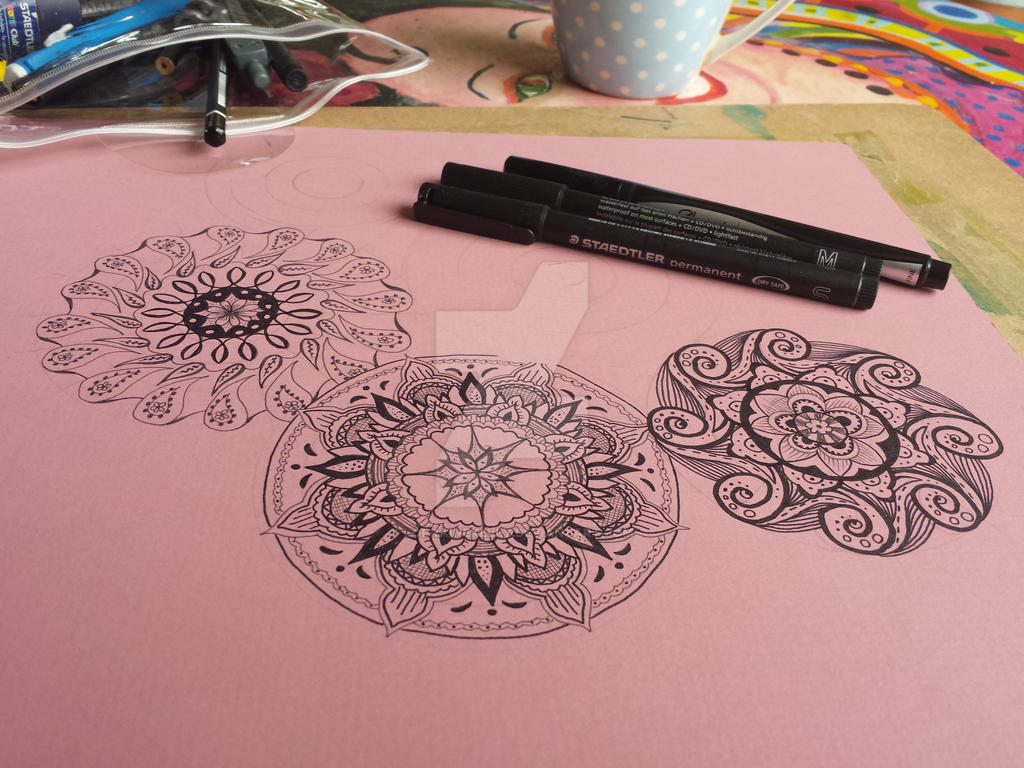 WIP mandalas on Matt board