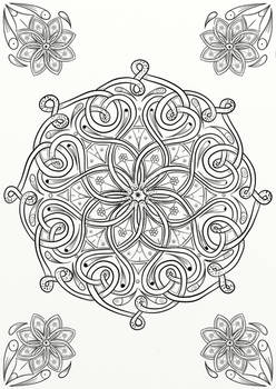 Celtic Knot Flower Design Coloring Page