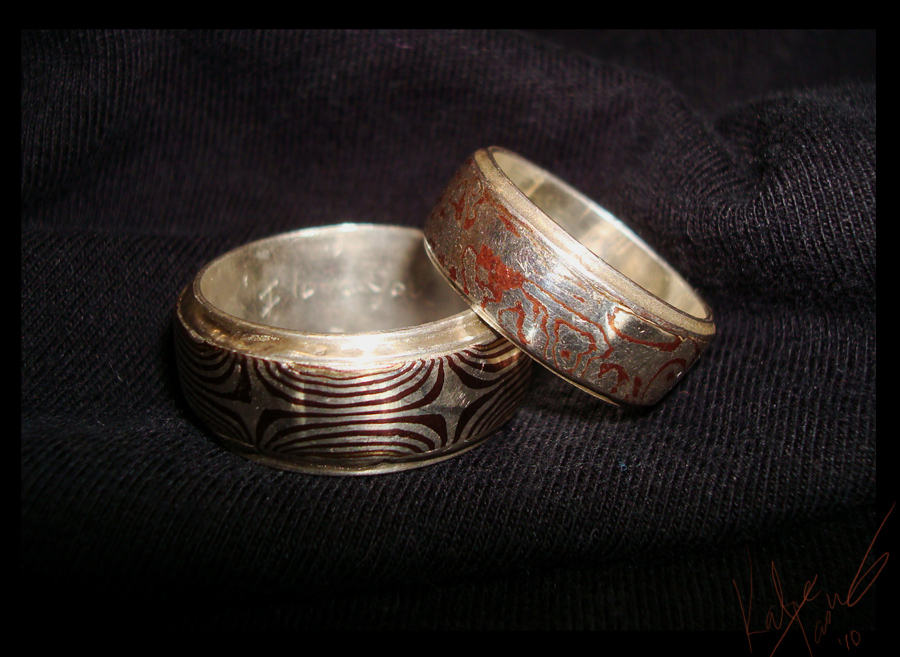 Mokume rings by bug-in-my-eye