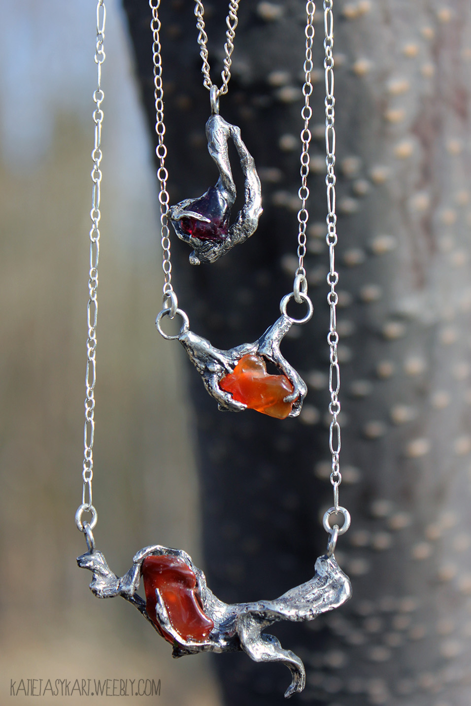 Spring Garnet and Agate Necklaces