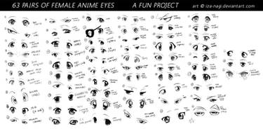 63 PAIRS OF FEMALE ANIME EYES - A Fun Project