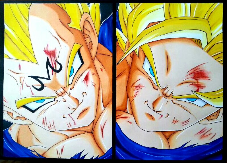 Pixilart - Majin Vegeta Vs SSJ2 Goku base by Infiniteanime