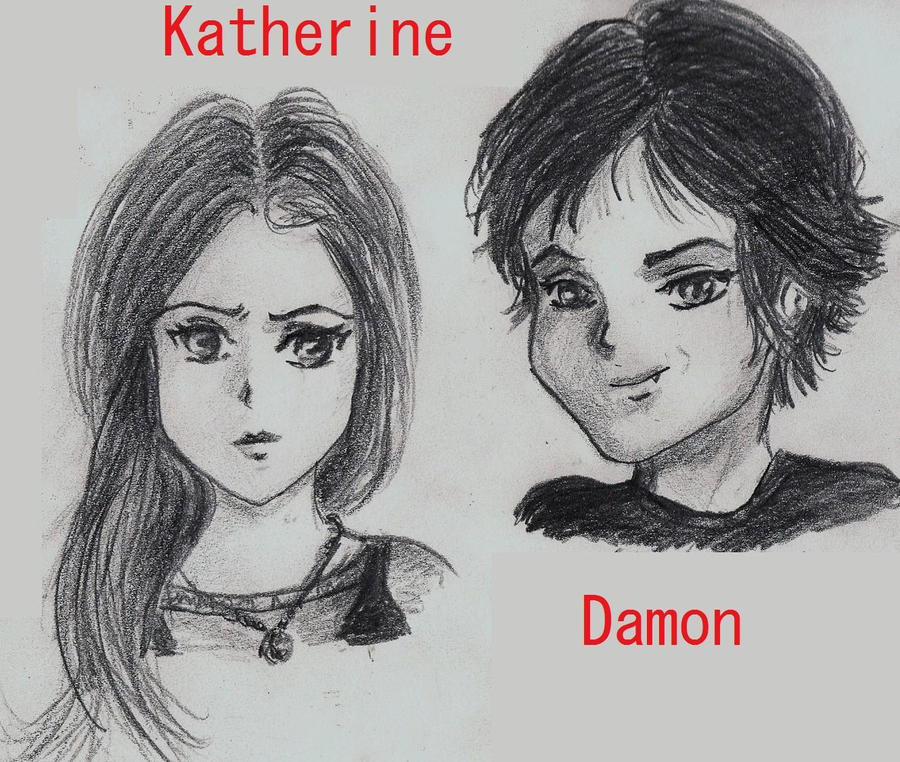 Damon Katherine chibi