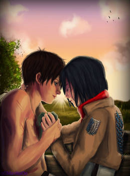 [Eren x Mikasa] Don't worry..I'm fine