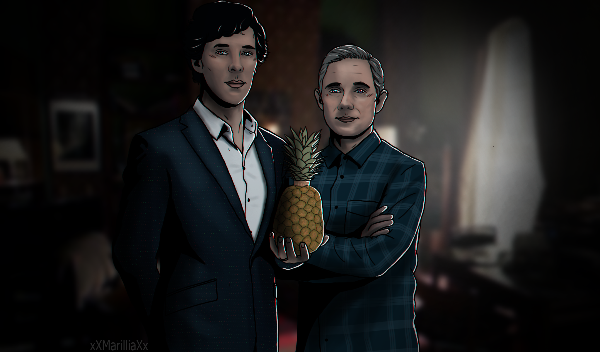 [Sherlock and John] pineapple (Commission)