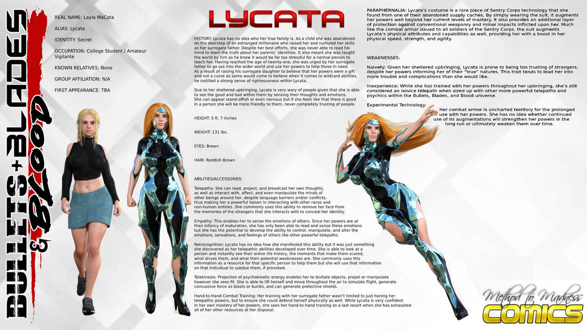B3 Custom Character Bio Sheet: Lycata by XionZeros on DeviantArt