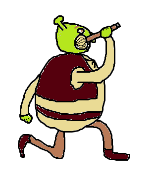 Shrek throwing an onionnade