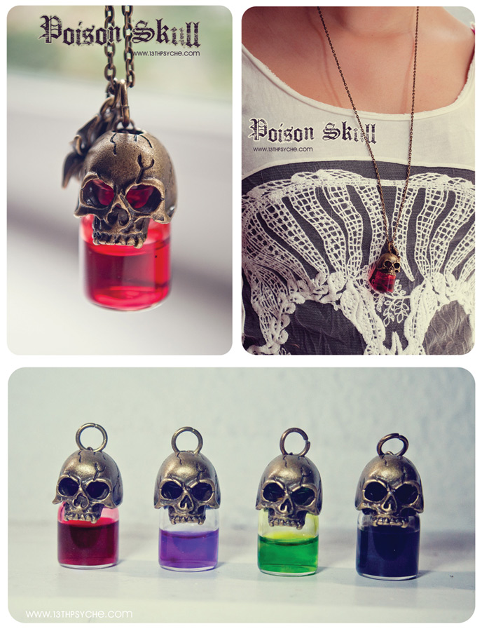 Poison Skull bottle necklace