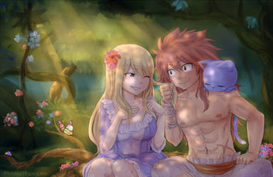 NaLu Tarzan/Caveman AU | Happy B-day Shadoouge!