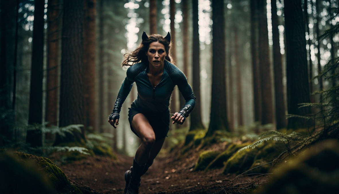 Werewolf Female cyborg run in forest by EstonianWerewolf on DeviantArt
