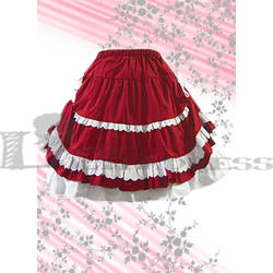 Cheap Multilayer White Lace Bow Red Lolita Skirt