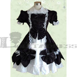 Sweet Puff Sleeves Bow Black And White Lolita Cosp