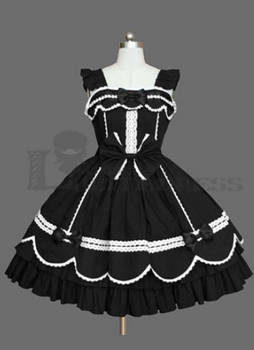 Bowknot Cotton Black Sweet Lolita Dress