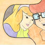 Daphne and Velma selfie - watercolor