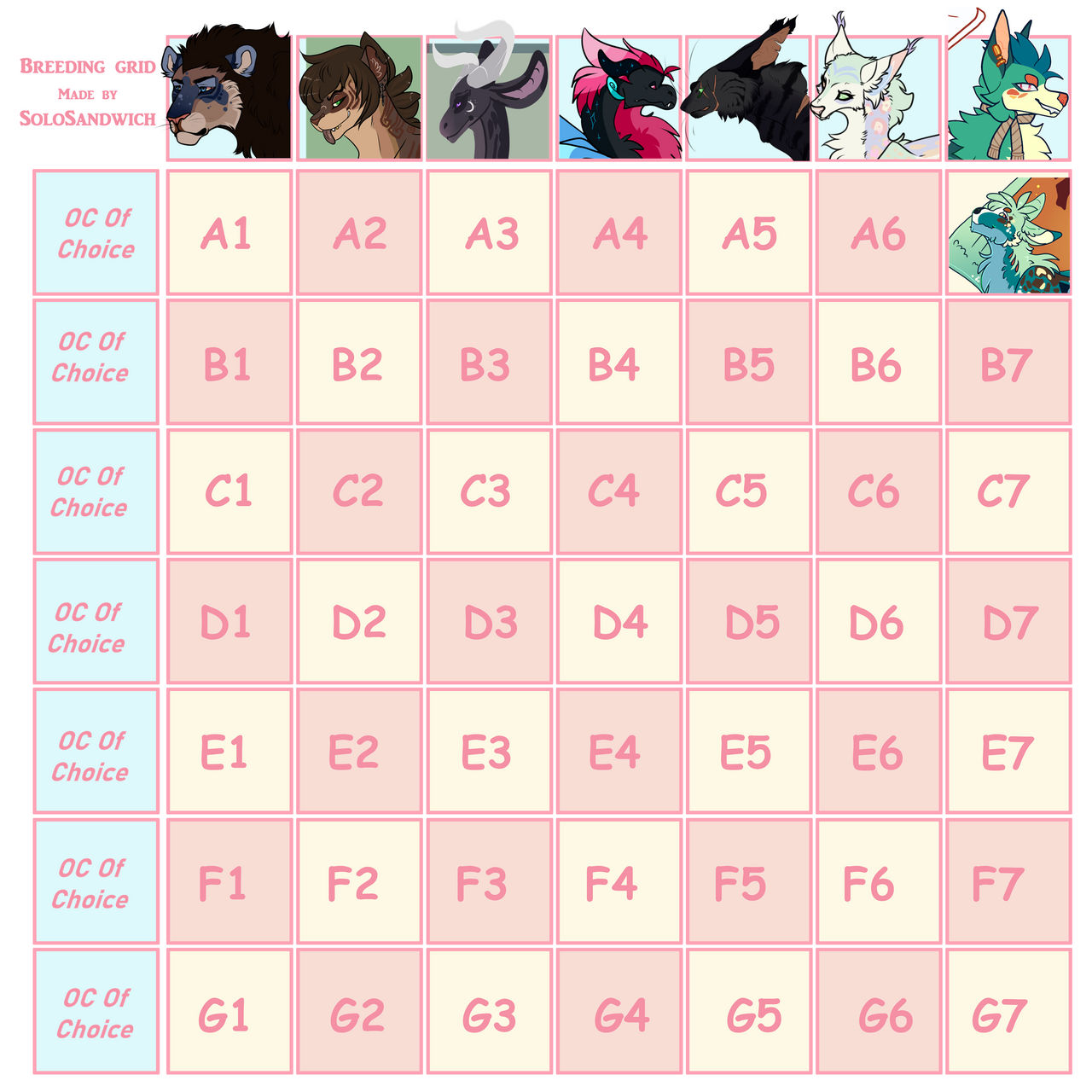Breeding Grid My OC's x Your OC of choice Breeding Grid - Open by PeachDango on ...