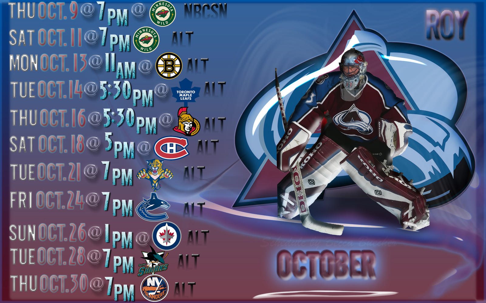 Patrick Roy Colorado Avs Schedule Wallpaper by AvalancheFanArt on