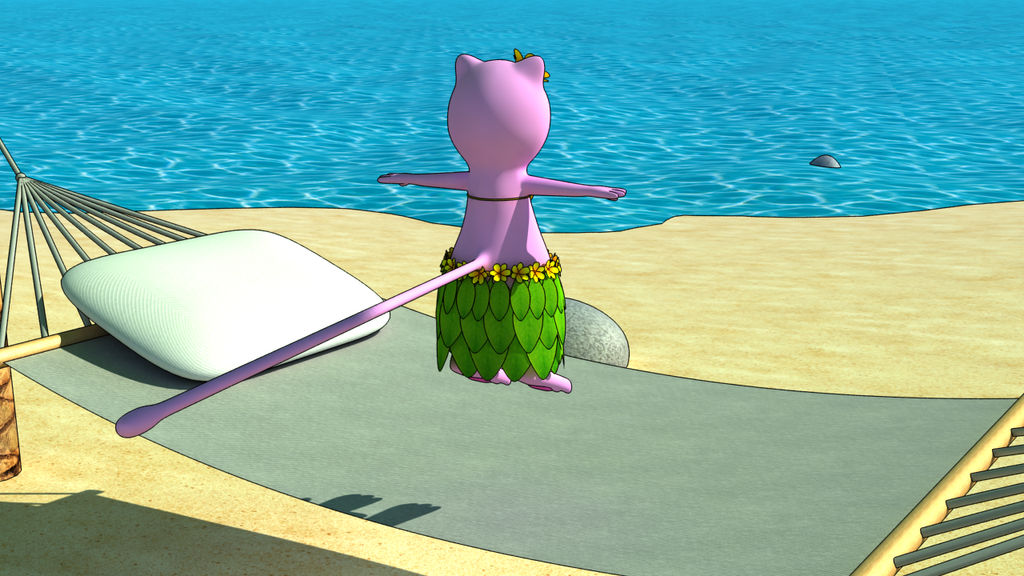 hula mew at the beach