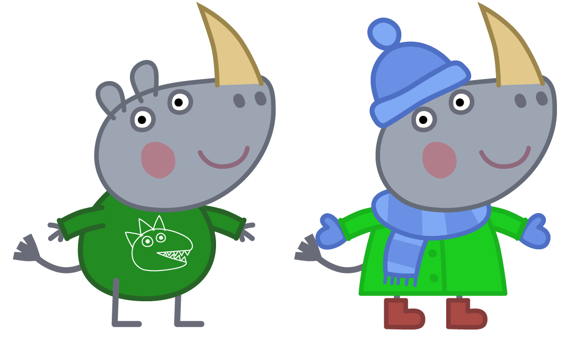 Peppa X Rohan Rohan Rhino in pajamas and winter clothes by mjhenry83 on DeviantArt