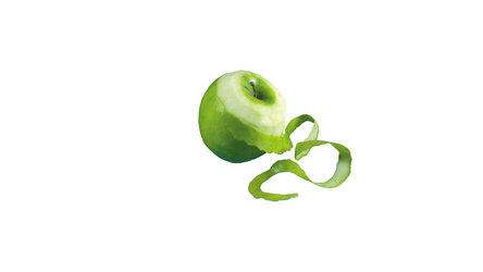 flying peeled apple