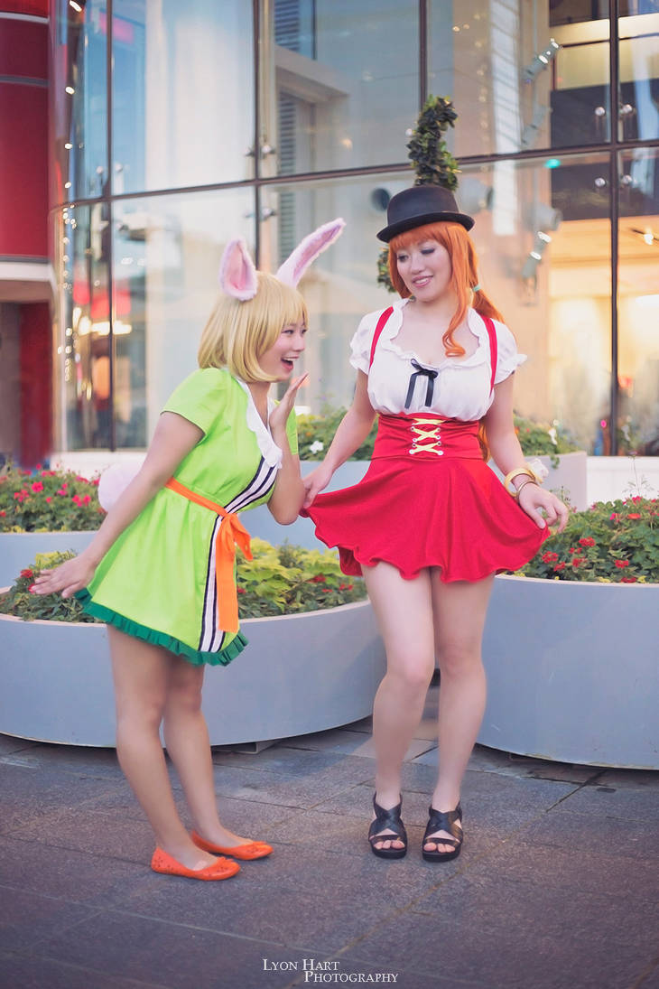 Nami and Carrot Enjoying Whole Cake Island Outfits by firecloak