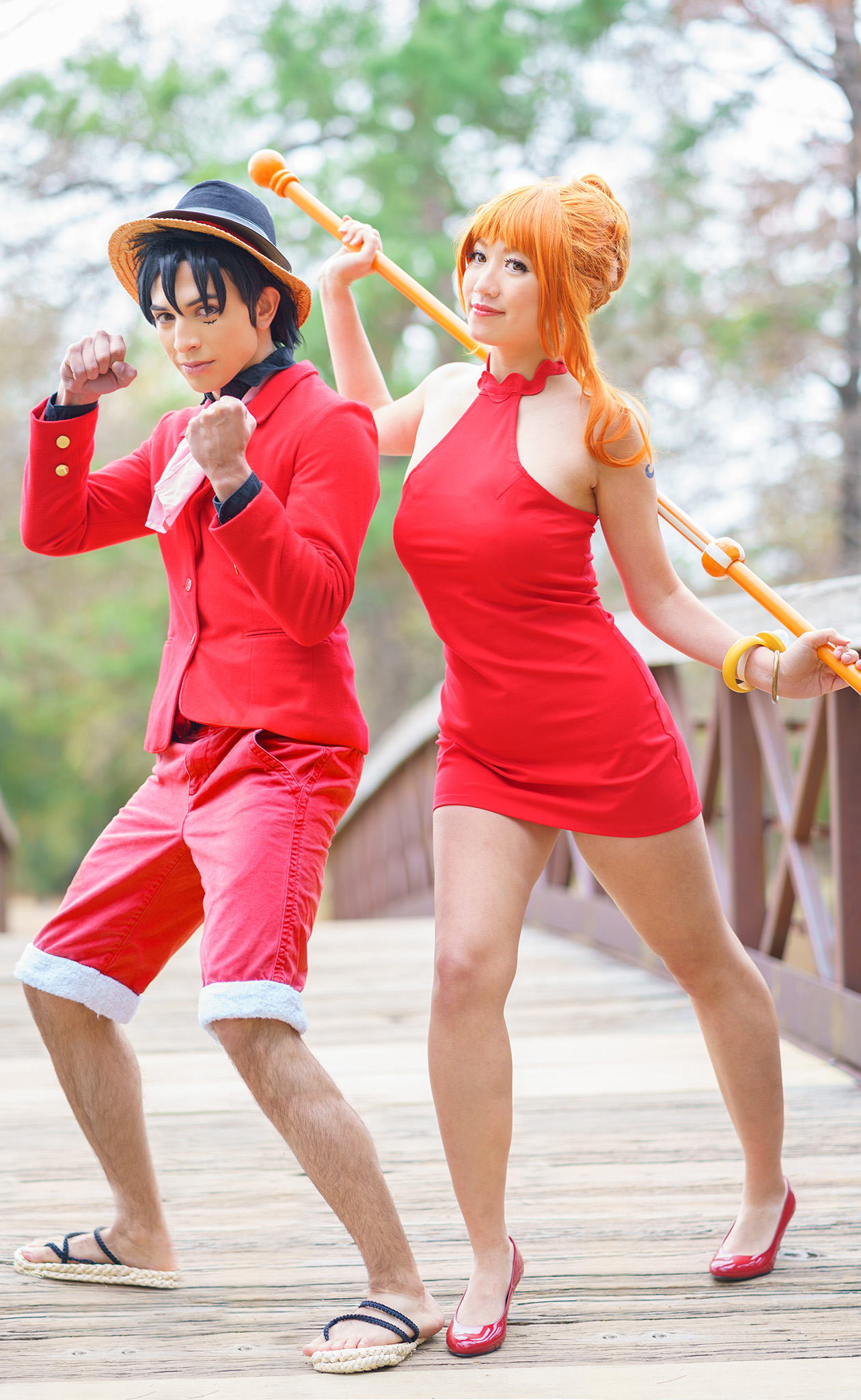 Ruffy One Piece Cosplay Nami and Luffy Gangsta Red Dress One Piece Cosplay by firecloak on DeviantArt