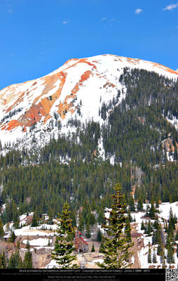 Red Mountain Covered In Snow