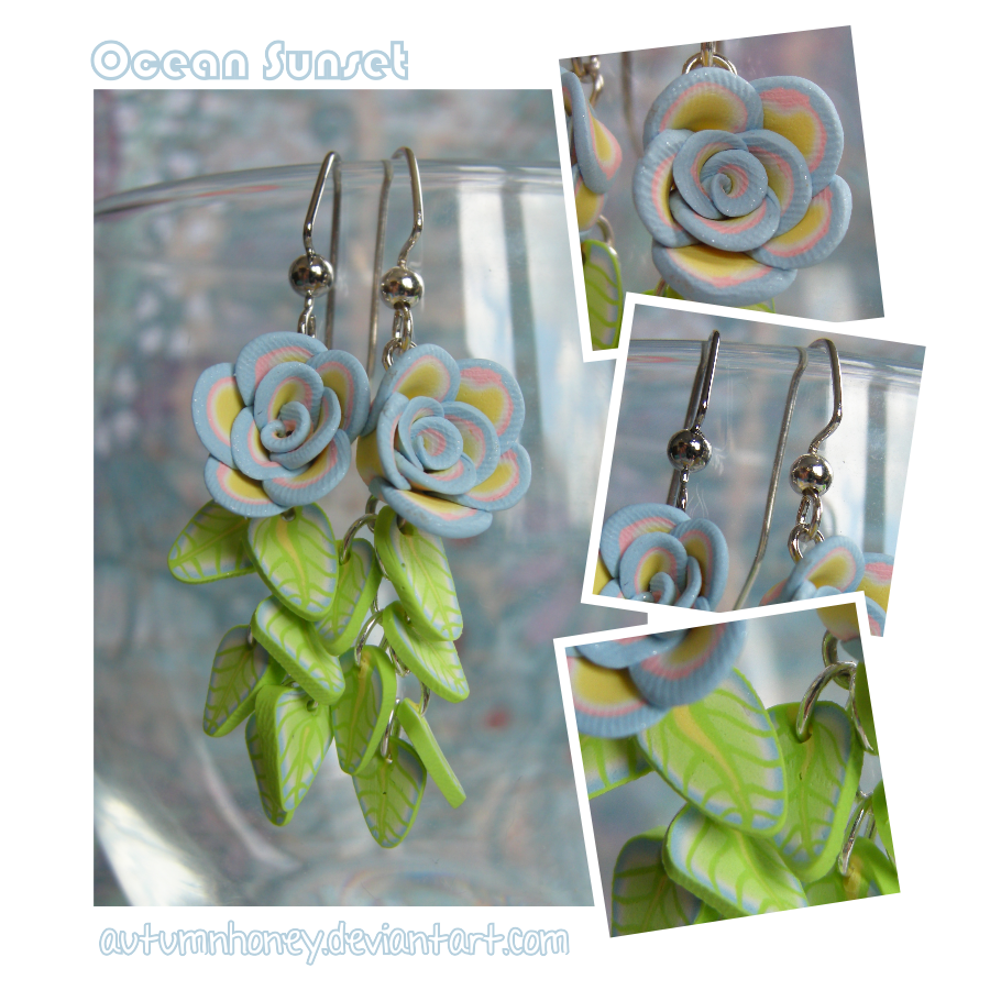 Ocean Sunset - Rose Earrings