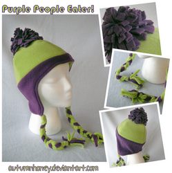 Fleece Hat Tuque - Purple Green