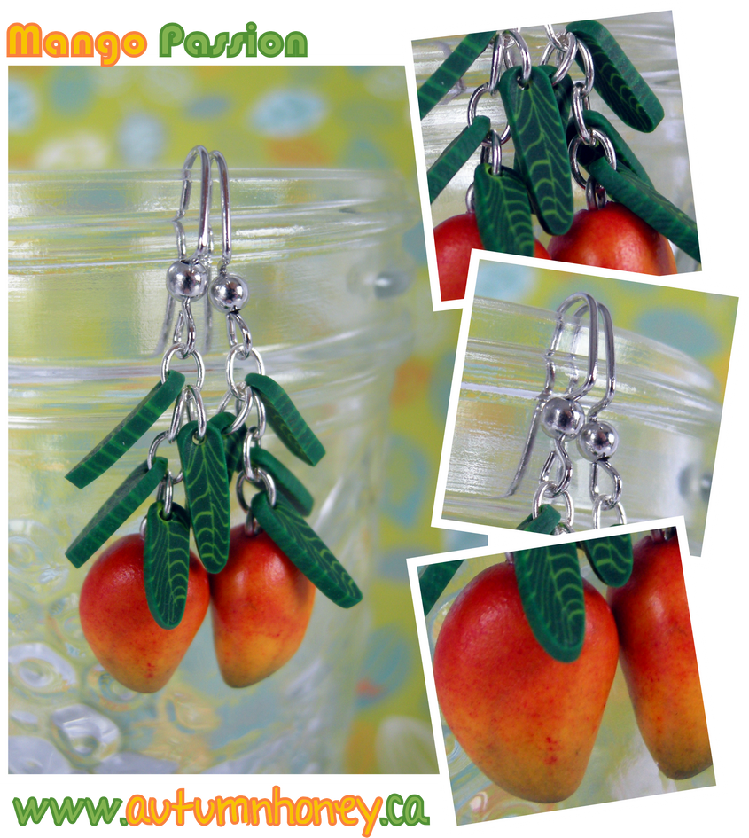 Mango tropical polymer clay earrings by AutumnHoney on DeviantArt
