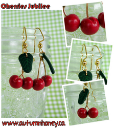 Cherry Cherries Jubilee polymer clay earrings