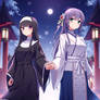 Two Women One A Nun And One A Miko Holding Hands