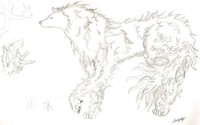 Elemental Fire Wolf Sketch by ArisenFlames on DeviantArt