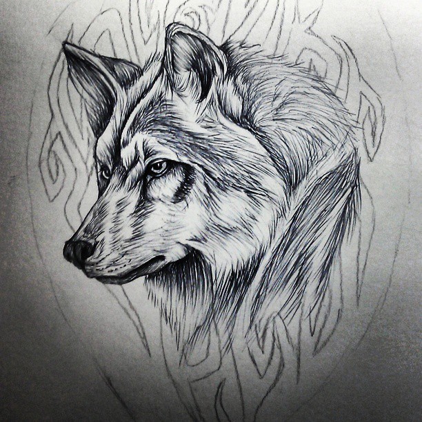 Tribal wolf tattoo