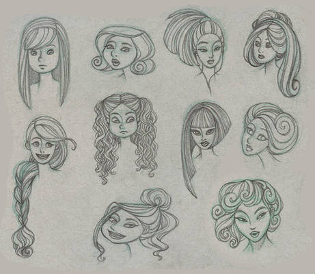 Hair salon, character design sketches3