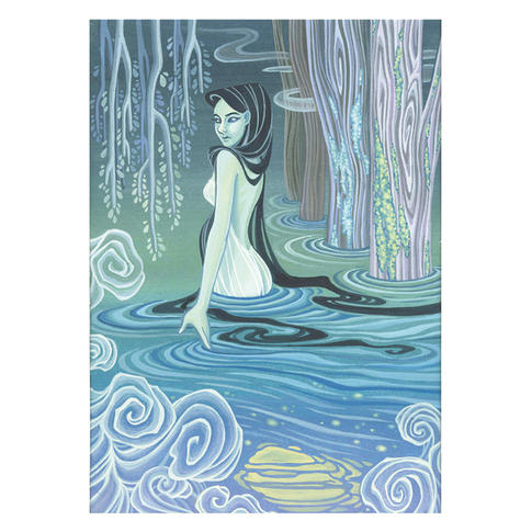 woman in water with dress on.