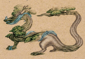 Dragon turning into a tree