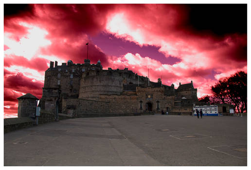 Red sky over Edinburgh Castle