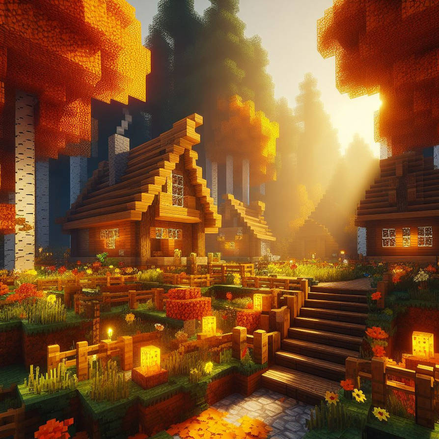 Minecraft Fall Drawing AI Minecraft Autumn 3 by JA2H on DeviantArt