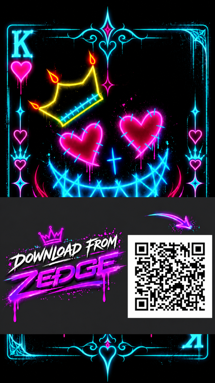 King of Hearts Neon - Card Art - Wallpaper