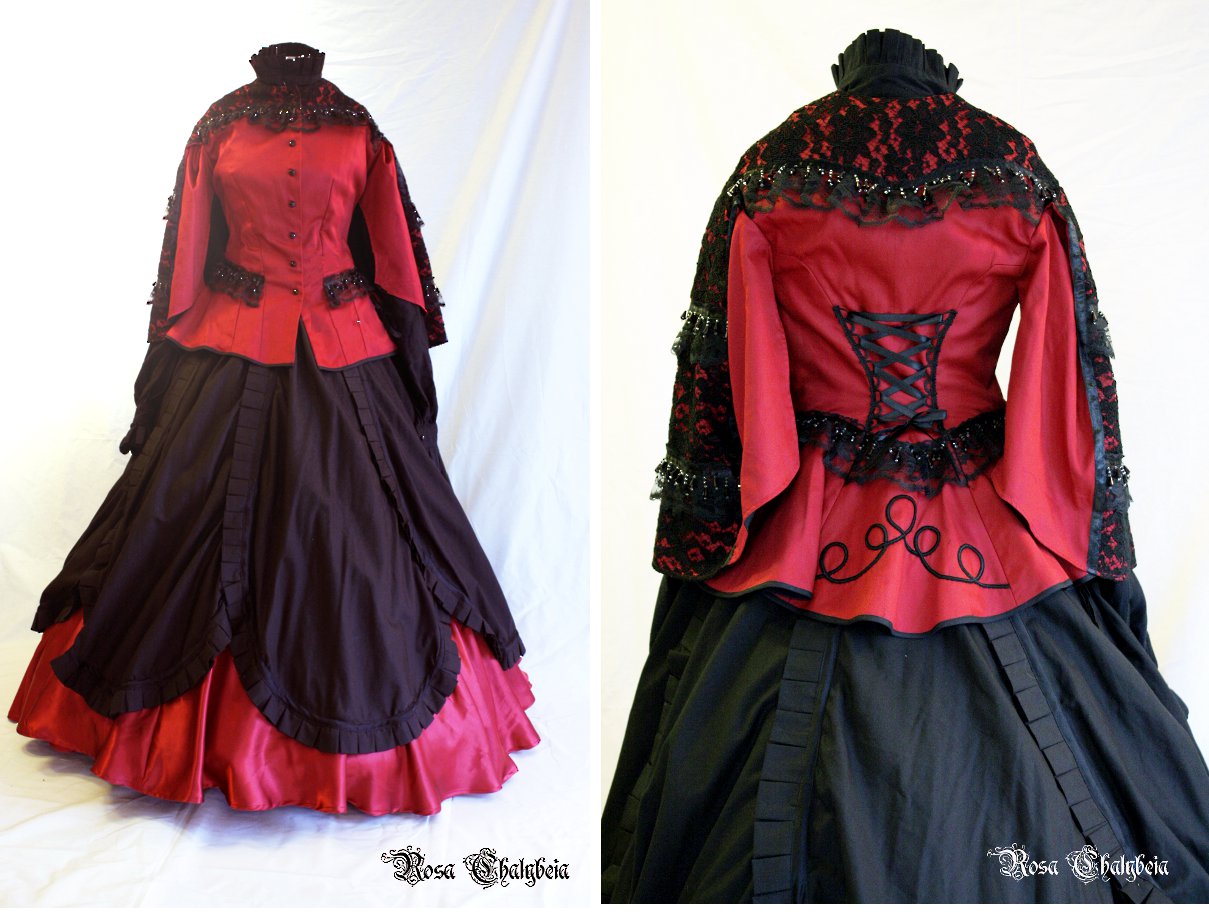 Red and Black crinoline Gown