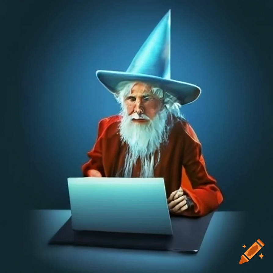 Merlin The Magician Working On His Computer by Jul-Zen on DeviantArt